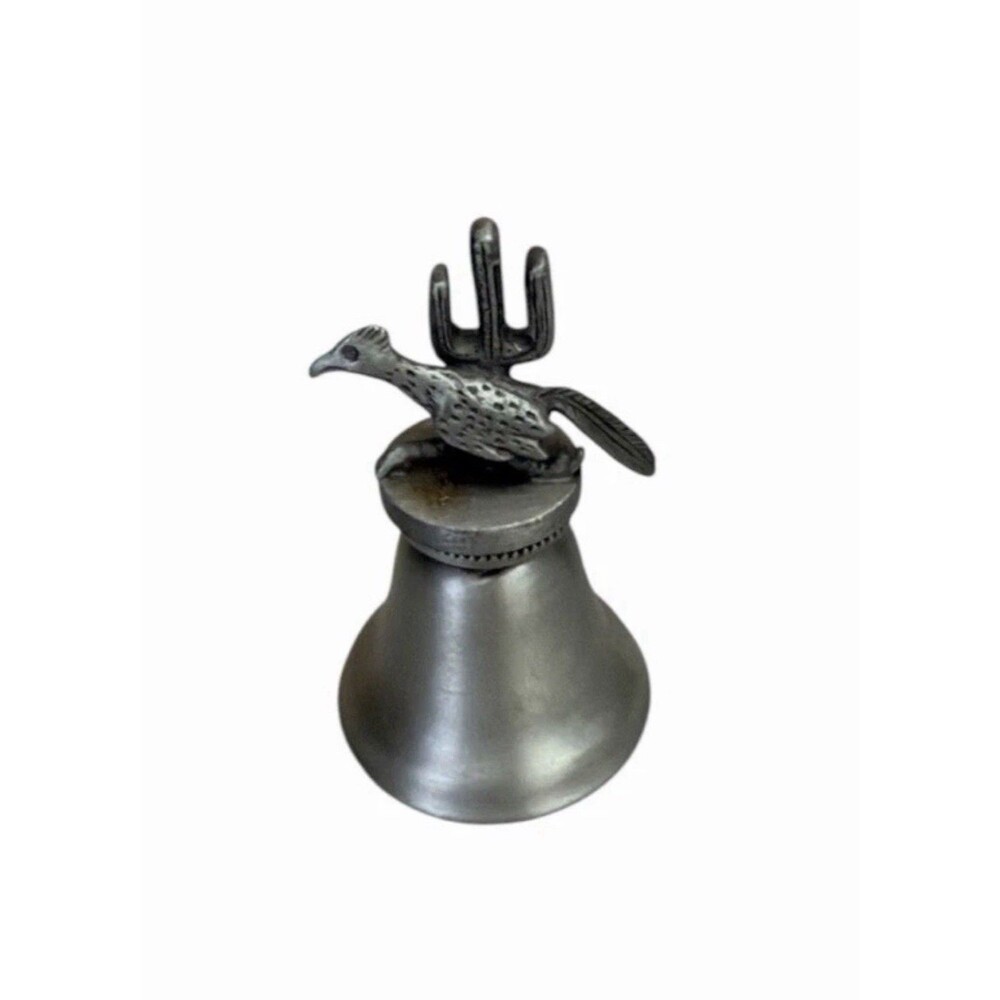 Vintage Southwest Pewter Thimble With Roadrunner & Cactus On Top